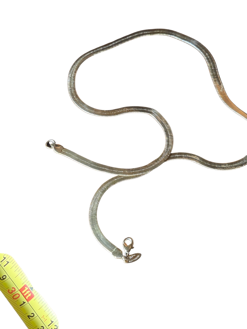 Vintage Gold Tone Herringbone Chain Necklace.